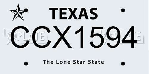 CCX1594 Texas License Plate
