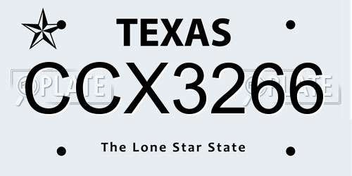 CCX3266 Texas License Plate