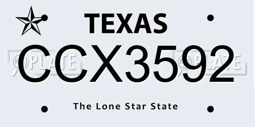 CCX3592 Texas License Plate