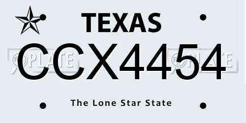 CCX4454 Texas License Plate