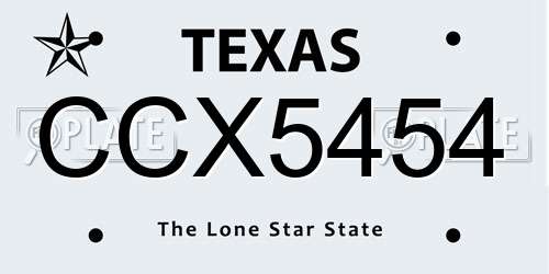 CCX5454 Texas License Plate
