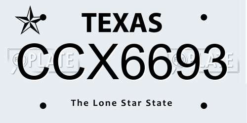 CCX6693 Texas License Plate
