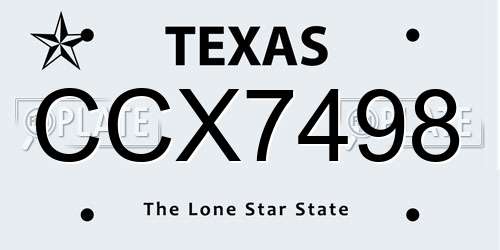 CCX7498 Texas License Plate