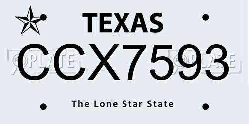 CCX7593 Texas License Plate