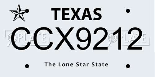 CCX9212 Texas License Plate