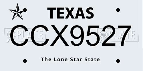 CCX9527 Texas License Plate