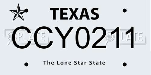 CCY0211 Texas License Plate