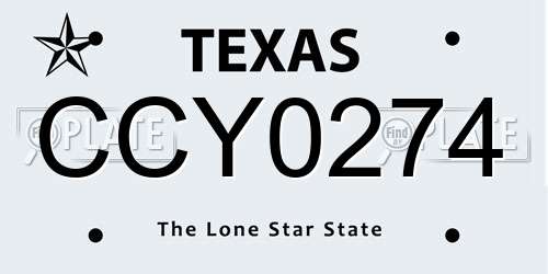 CCY0274 Texas License Plate