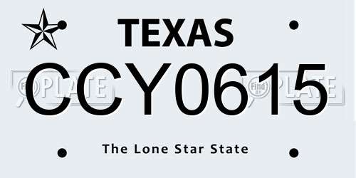 CCY0615 Texas License Plate