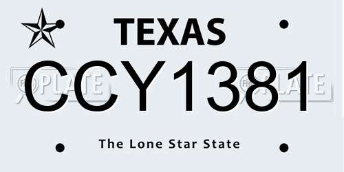 CCY1381 Texas License Plate