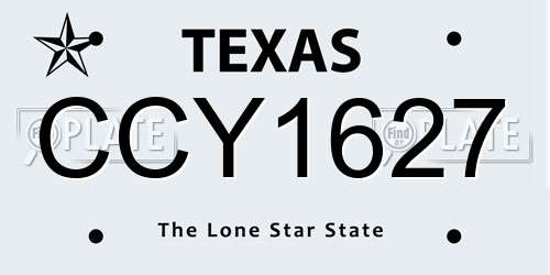 CCY1627 Texas License Plate