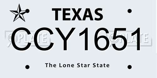 CCY1651 Texas License Plate