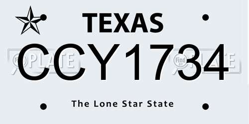 CCY1734 Texas License Plate