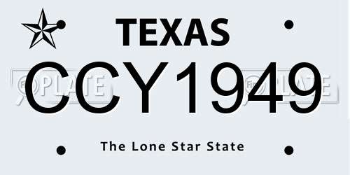 CCY1949 Texas License Plate