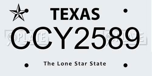 CCY2589 Texas License Plate