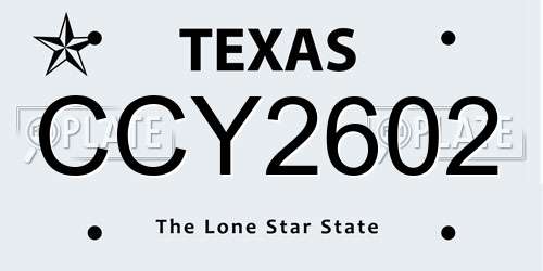 CCY2602 Texas License Plate