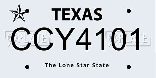 CCY4101 Texas License Plate