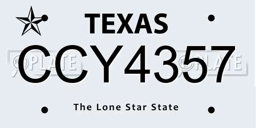 CCY4357 Texas License Plate