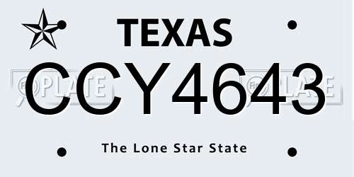 CCY4643 Texas License Plate