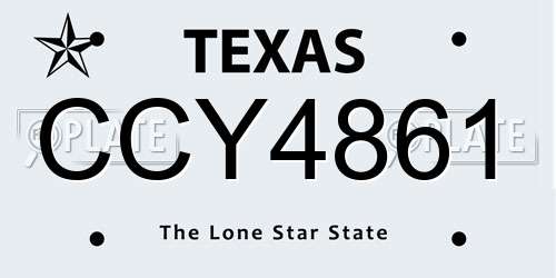 CCY4861 Texas License Plate