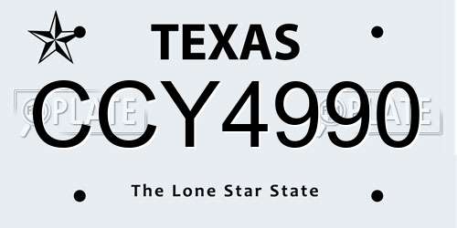 CCY4990 Texas License Plate