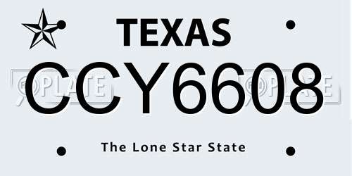 CCY6608 Texas License Plate