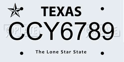 CCY6789 Texas License Plate