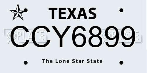 CCY6899 Texas License Plate