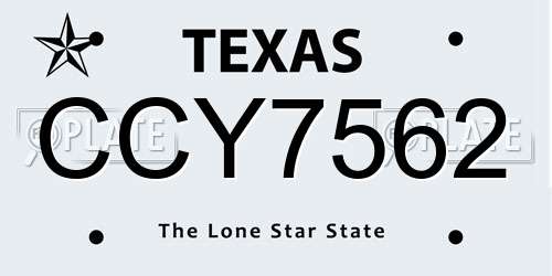 CCY7562 Texas License Plate