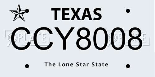 CCY8008 Texas License Plate