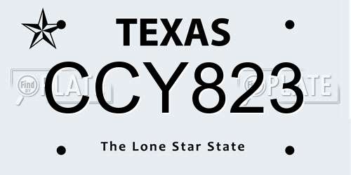 CCY823 Texas License Plate