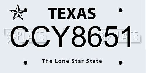 CCY8651 Texas License Plate