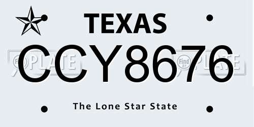 CCY8676 Texas License Plate