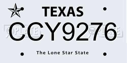 CCY9276 Texas License Plate