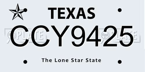 CCY9425 Texas License Plate