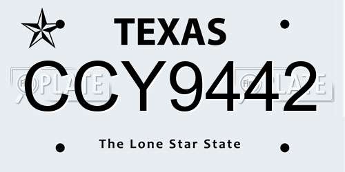 CCY9442 Texas License Plate