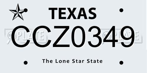 CCZ0349 Texas License Plate