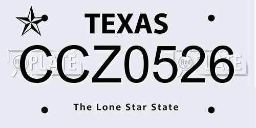 CCZ0526 Texas License Plate