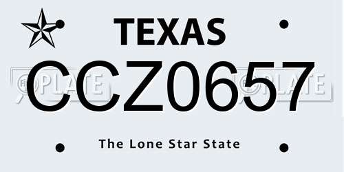 CCZ0657 Texas License Plate