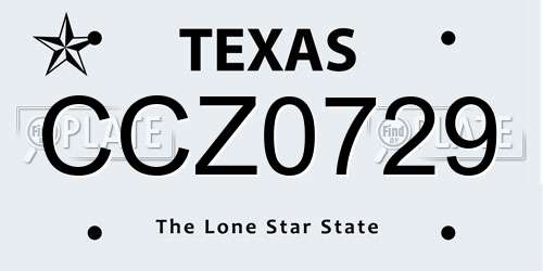 CCZ0729 Texas License Plate