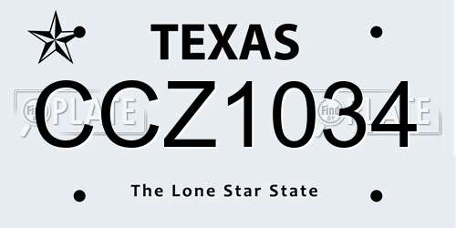 CCZ1034 Texas License Plate