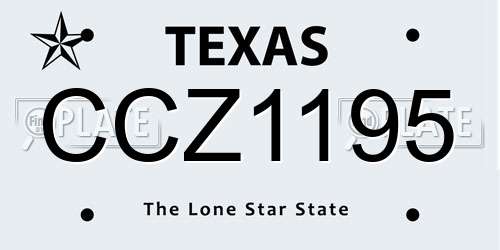 CCZ1195 Texas License Plate