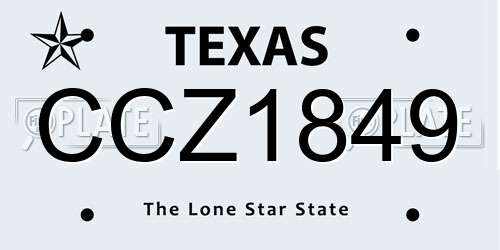 CCZ1849 Texas License Plate