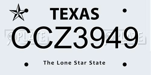 CCZ3949 Texas License Plate