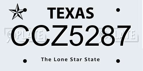 CCZ5287 Texas License Plate