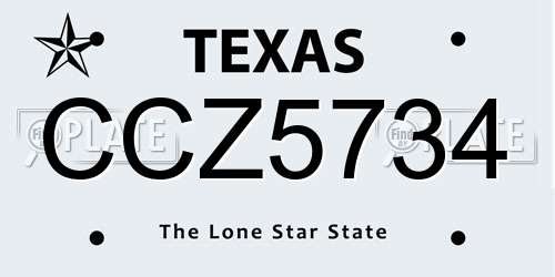 CCZ5734 Texas License Plate