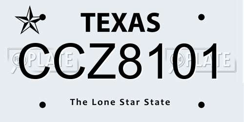 CCZ8101 Texas License Plate