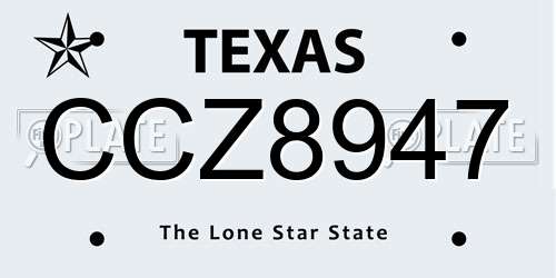 CCZ8947 Texas License Plate