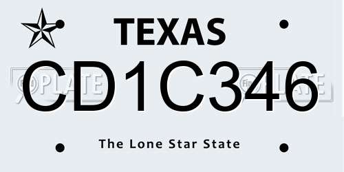 CD1C346 Texas License Plate