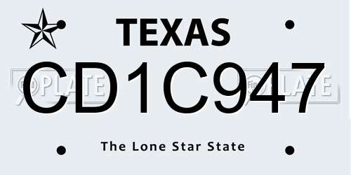 CD1C947 Texas License Plate